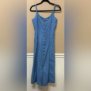 True Blue Vtg 90s Denim Button Front Dress Sz 5/6 Teacher Modest
